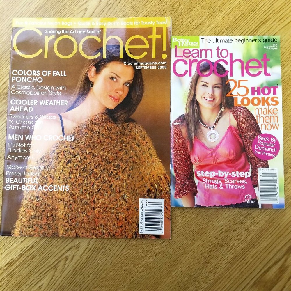 2 Crochet Magazines: The Crochet Magazine September 2005 and Learn to Crochet 06